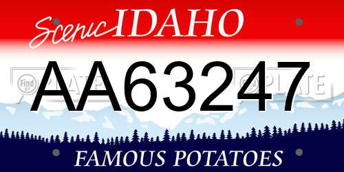 AA63247 Idaho License Plate