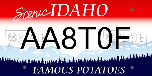 AA8T0F Idaho License Plate
