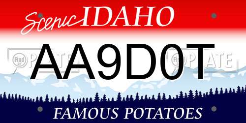 AA9D0T Idaho License Plate
