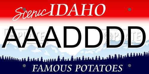 AAADDDD Idaho License Plate