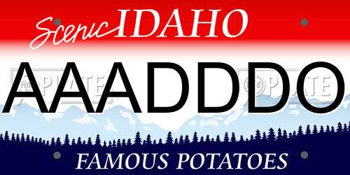 AAADDDO Idaho License Plate