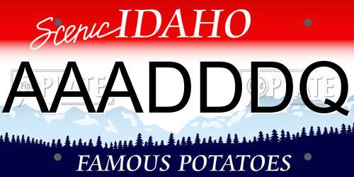 AAADDDQ Idaho License Plate