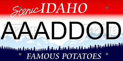 AAADDOD Idaho License Plate