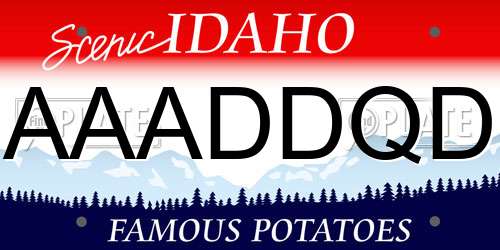 AAADDQD Idaho License Plate
