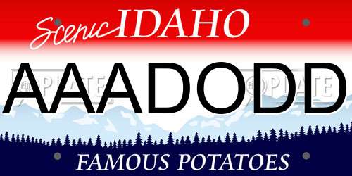 AAADODD Idaho License Plate