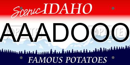 AAADOOO Idaho License Plate
