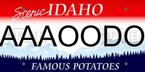 AAAOODO Idaho License Plate