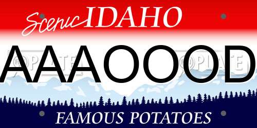 AAAOOOD Idaho License Plate