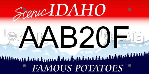 AAB20F Idaho License Plate