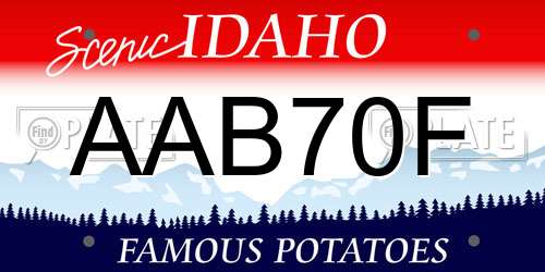 AAB70F Idaho License Plate