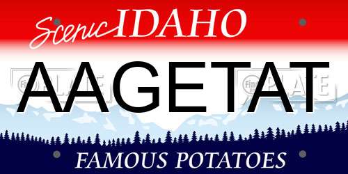 AAGETAT Idaho License Plate