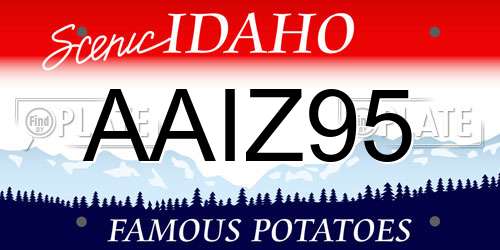 AAIZ95 Idaho License Plate