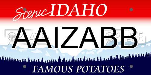 AAIZABB Idaho License Plate