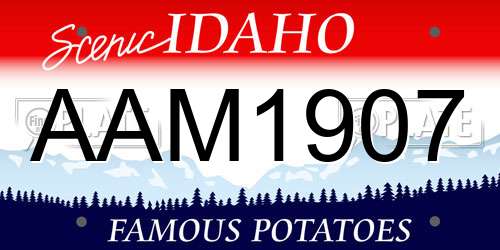 AAM1907 Idaho License Plate