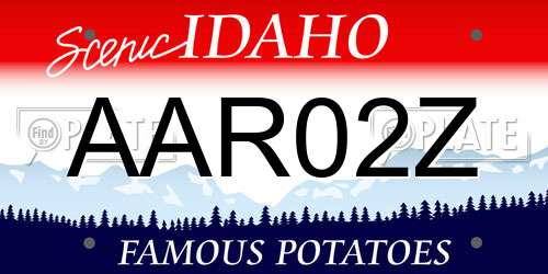AAR02Z Idaho License Plate