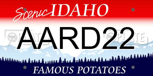 AARD22 Idaho License Plate