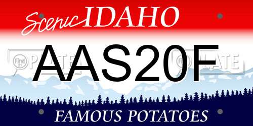 AAS20F Idaho License Plate