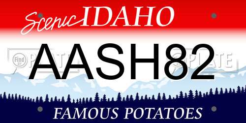 AASH82 Idaho License Plate