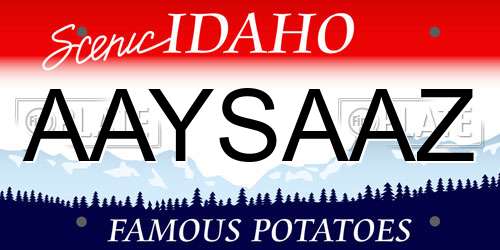 AAYSAAZ Idaho License Plate