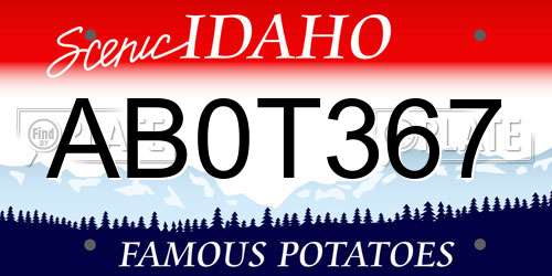 AB0T367 Idaho License Plate