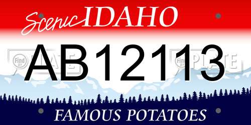 AB12113 Idaho License Plate
