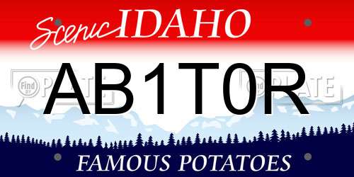 AB1T0R Idaho License Plate