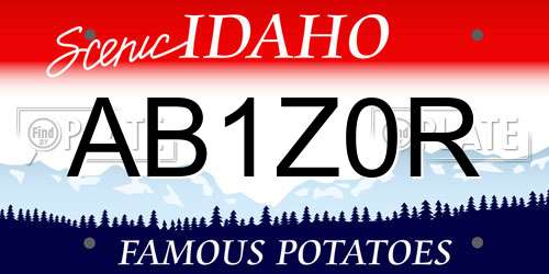 AB1Z0R Idaho License Plate