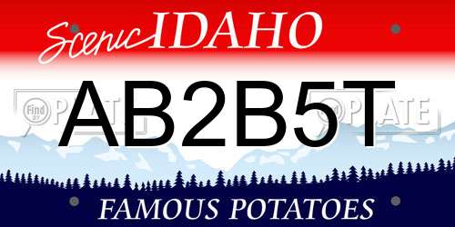 AB2B5T Idaho License Plate