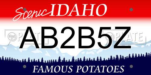 AB2B5Z Idaho License Plate