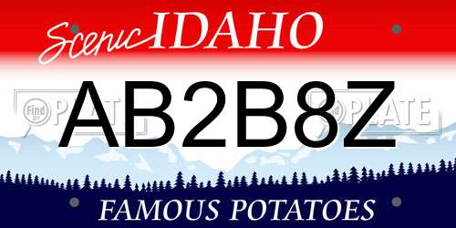 AB2B8Z Idaho License Plate