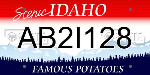 AB2I128 Idaho License Plate