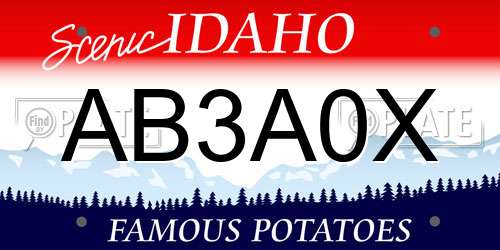 AB3A0X Idaho License Plate