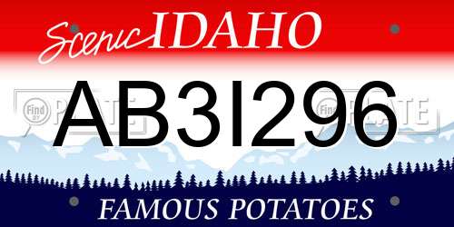 AB3I296 Idaho License Plate