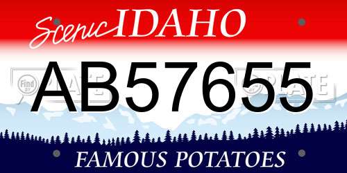 AB57655 Idaho License Plate