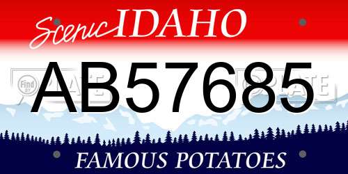 AB57685 Idaho License Plate