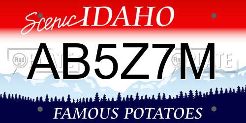 AB5Z7M Idaho License Plate