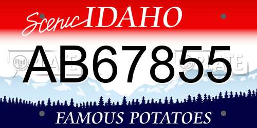 AB67855 Idaho License Plate