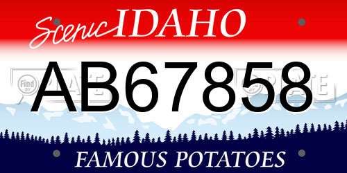 AB67858 Idaho License Plate