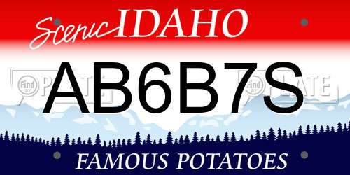 AB6B7S Idaho License Plate