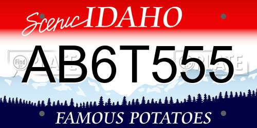 AB6T555 Idaho License Plate