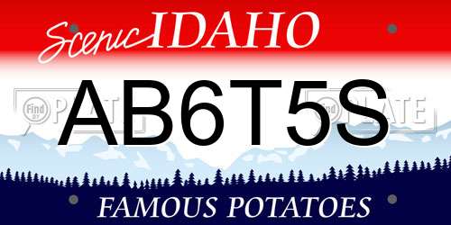 AB6T5S Idaho License Plate