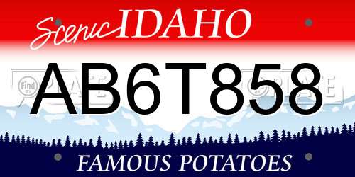 AB6T858 Idaho License Plate