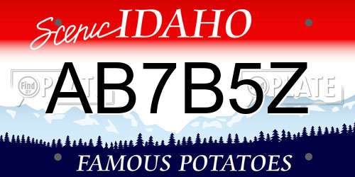 AB7B5Z Idaho License Plate