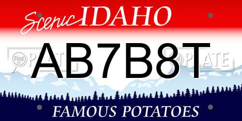 AB7B8T Idaho License Plate