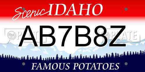 AB7B8Z Idaho License Plate