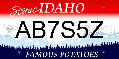 AB7S5Z Idaho License Plate