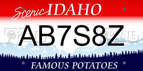 AB7S8Z Idaho License Plate