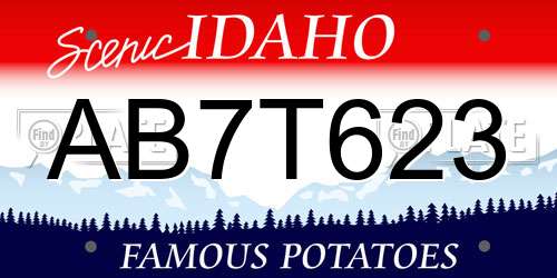 AB7T623 Idaho License Plate