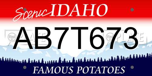 AB7T673 Idaho License Plate