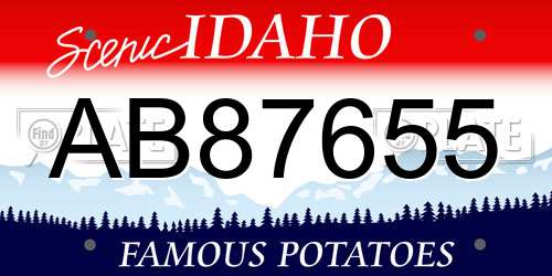 AB87655 Idaho License Plate